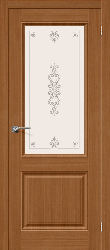 Межкомнатная шпонированная дверь Статус-13 Орех / Сатинато Белое художественное