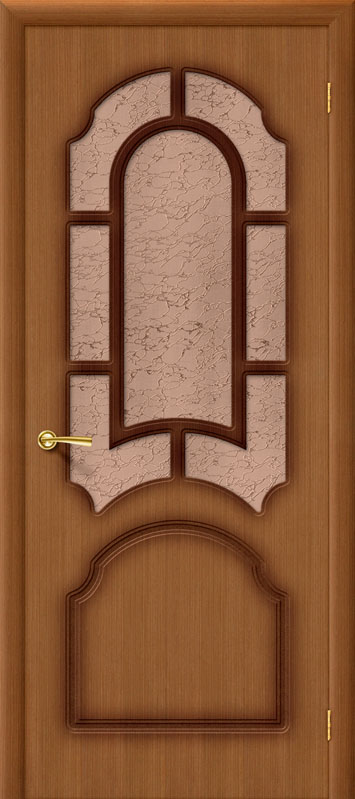 Межкомнатная шпонированная дверь Соната Орех / Бронзовое