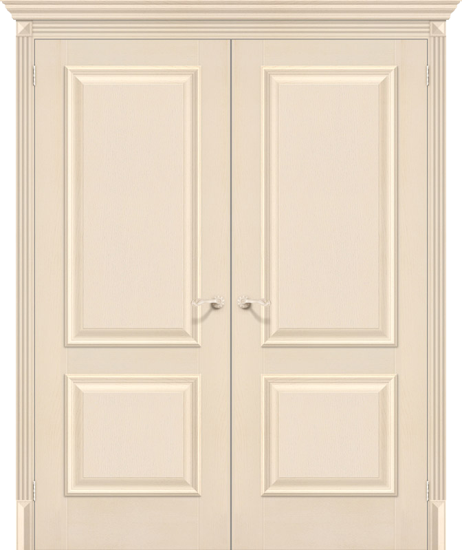 Двойная межкомнатная дверь с экошпоном Классико-12 Ivory