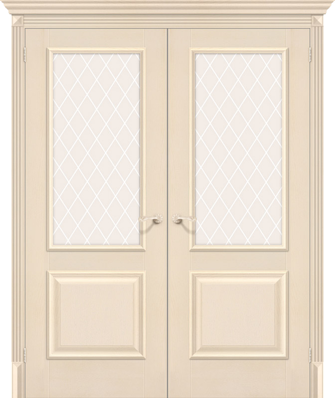 Двойная межкомнатная дверь с экошпоном Классико-13 Ivory