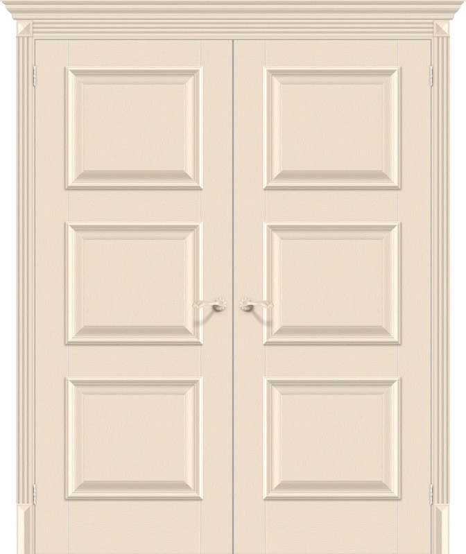 Двойная межкомнатная дверь с экошпоном Классико-16 Ivory