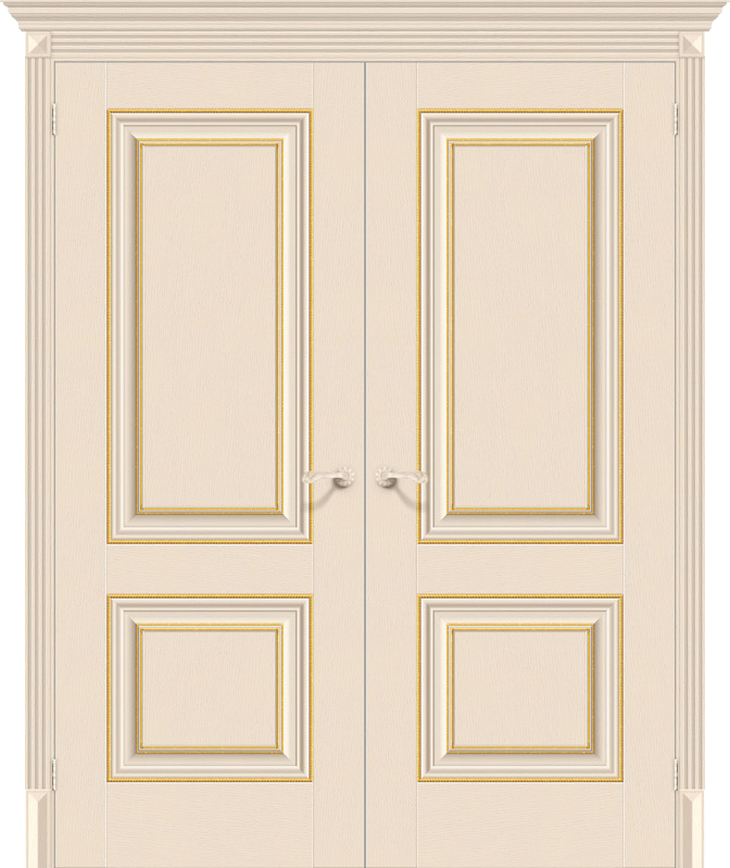 Двойная межкомнатная дверь с экошпоном Классико-32G-27 Ivory