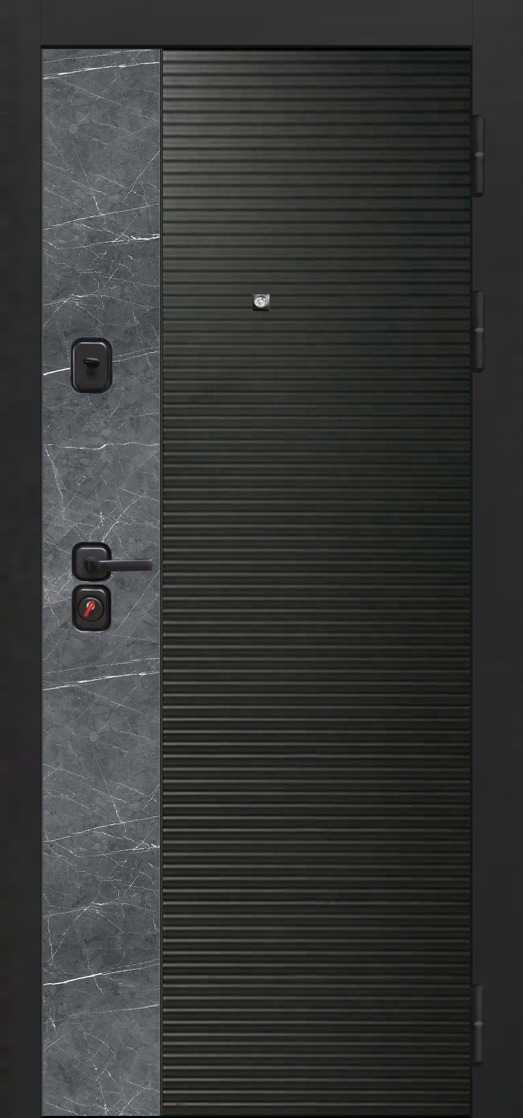 Входная дверь OIKO ACOUSTIC Art Black/Marble/K2 Софт белый