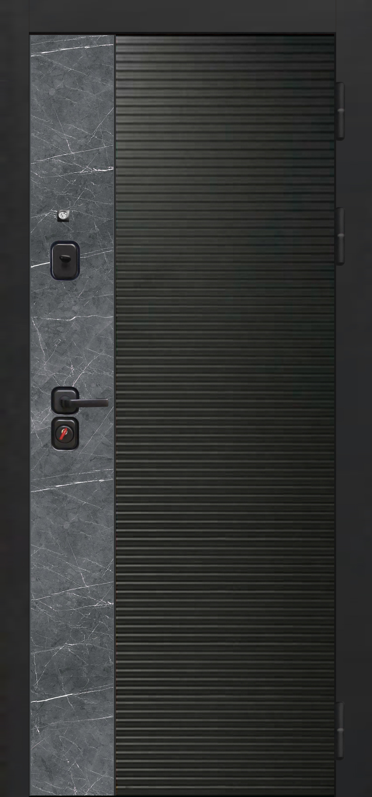 Входная дверь OIKO ACOUSTIC Art Black/Marble/Reflex Софт серый