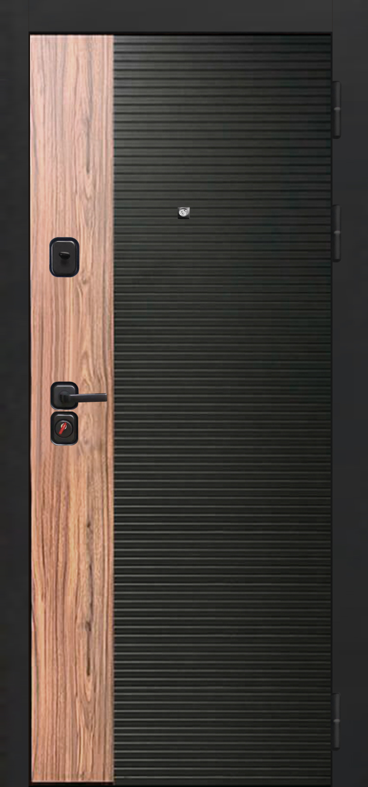 Входная дверь OIKO ACOUSTIC Art Black/Wood/K2 Софт серый