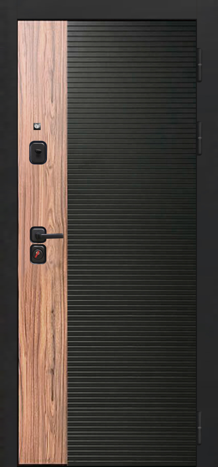 Входная дверь OIKO ACOUSTIC Art Black/Wood/Art Софт белый