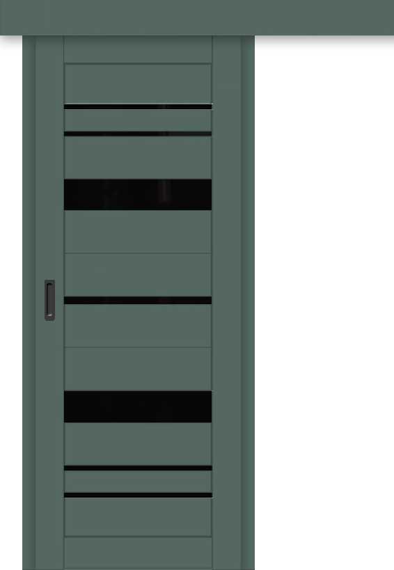 Межкомнатная дверь-купе ДП DIM I-16к Seagrass Matt / Lacobel Black