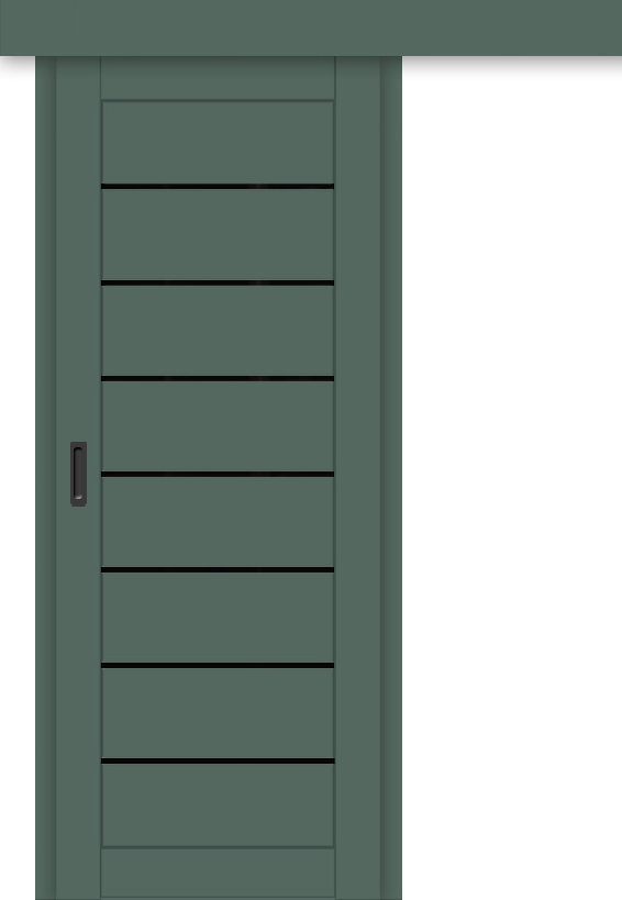 Межкомнатная дверь-купе ДП DIM I-3к Seagrass Matt / Lacobel Black