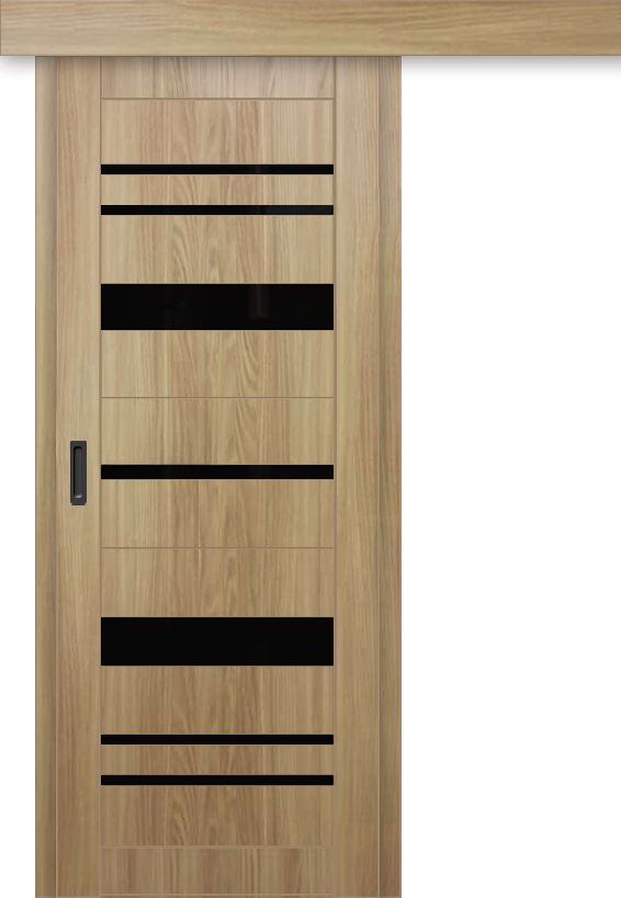 Межкомнатная дверь-купе ДП DIM I-16к Sandy Wood / Lacobel Black