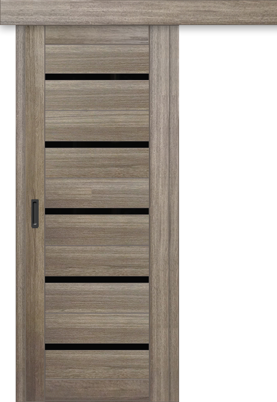 Межкомнатная дверь-купе ДП DIM I-1к Taupe Wood / Lacobel Black