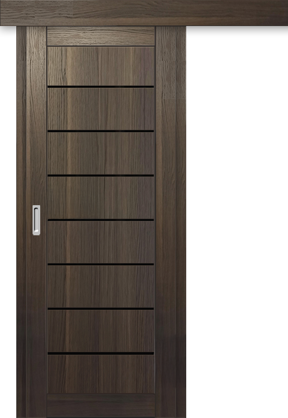 Межкомнатная дверь-купе ДП DIM I-3к Choco Wood / Lacobel Black