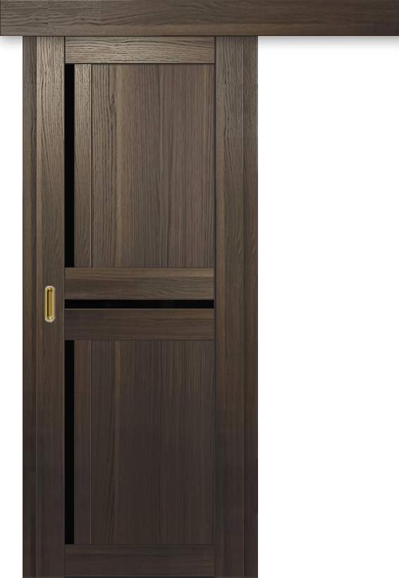 Межкомнатная дверь-купе ДП DIM I-5.1к Choco Wood / Lacobel Black