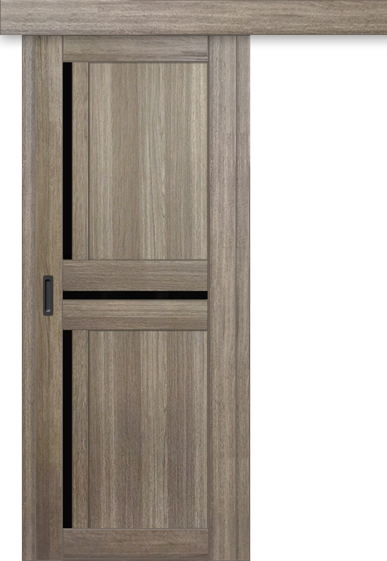 Межкомнатная дверь-купе ДП DIM I-5.1к Taupe Wood / Lacobel Black