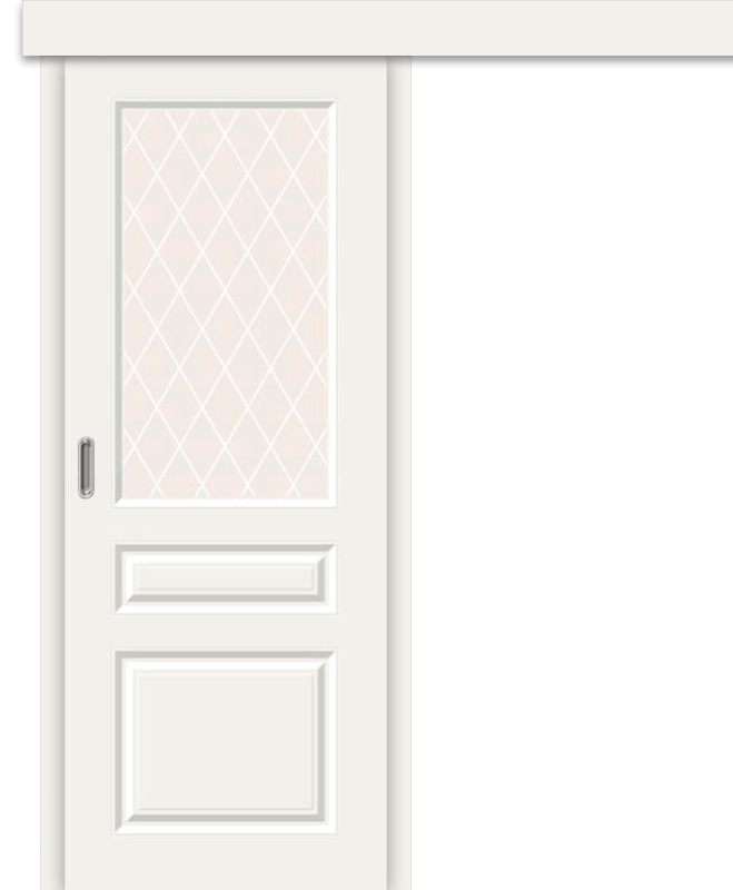 Межкомнатная дверь-купе Скинни-15.1к Whitey / White Crystal