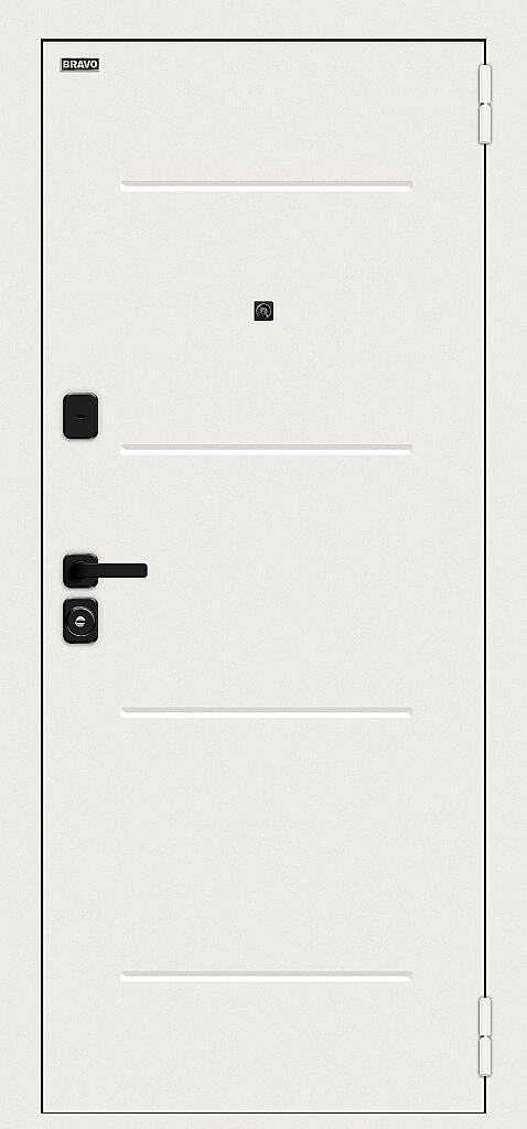 Металлическая дверь Аура/SBlack Шагрень белая/White Silk