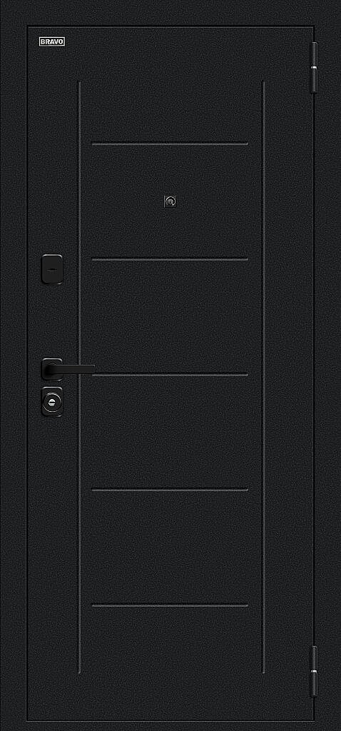 Металлическая дверь Борн/SBlack Букле чёрное/Riviera Ice