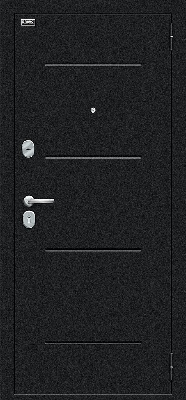 Металлическая дверь Техно Букле чёрное/Bianco Veralinga