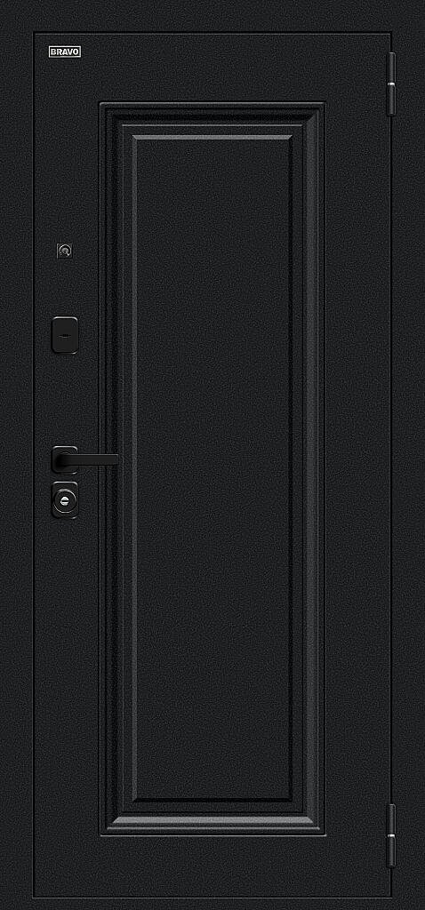 Металлическая дверь Флэш МФ/SBlack Букле чёрное/White Silk