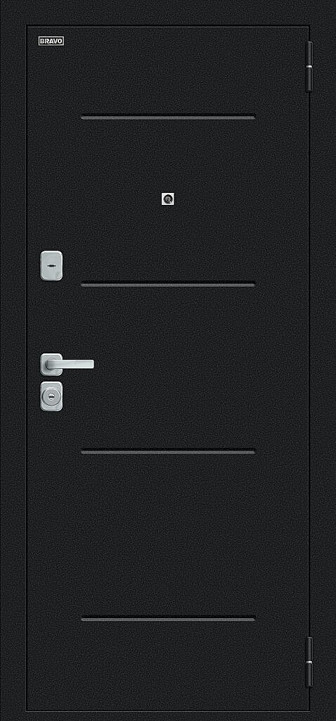 Металлическая дверь Техно/BChrome Букле чёрное/Wenge Melinga