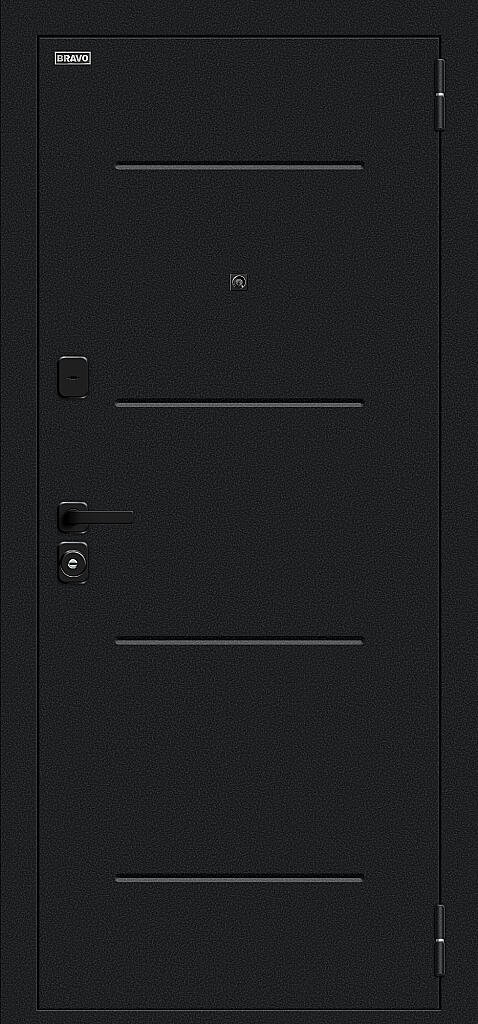 Металлическая дверь Техно/SBlack Букле чёрное/White Silk