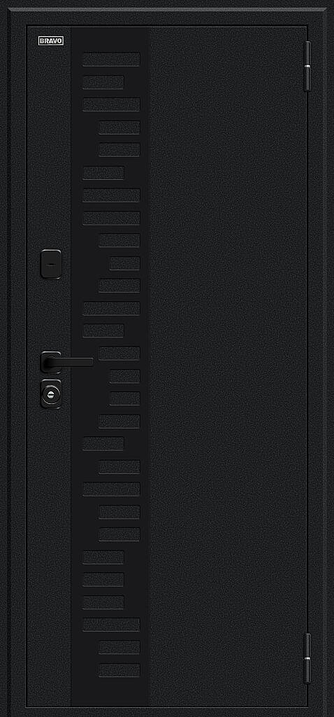 Металлическая дверь с терморазрывом Техно Д2/SBlack Букле чёрное/White Silk