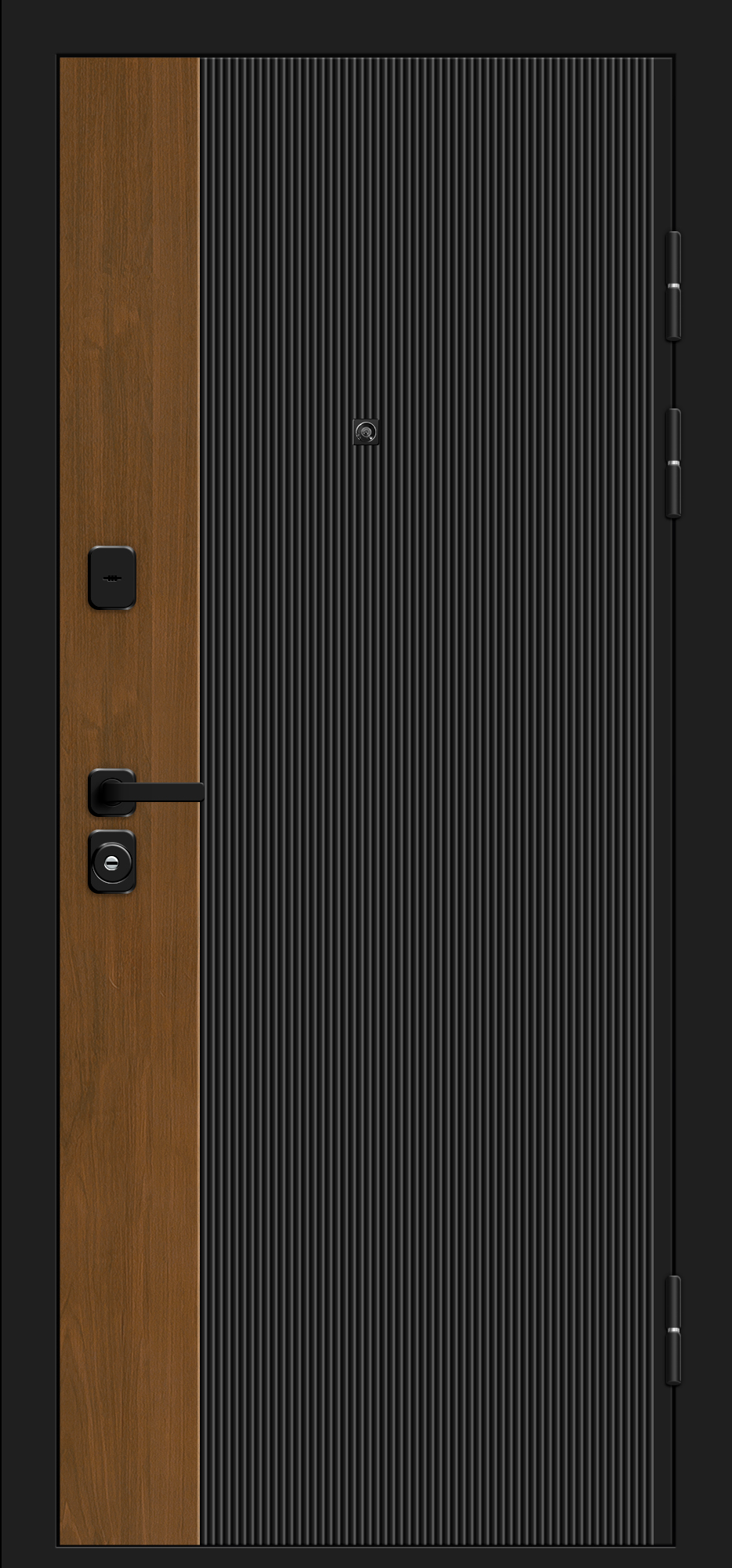 Входная дверь Optim Z-2 Вертикаль Муар чёрный-Грецкий Орех/Белый